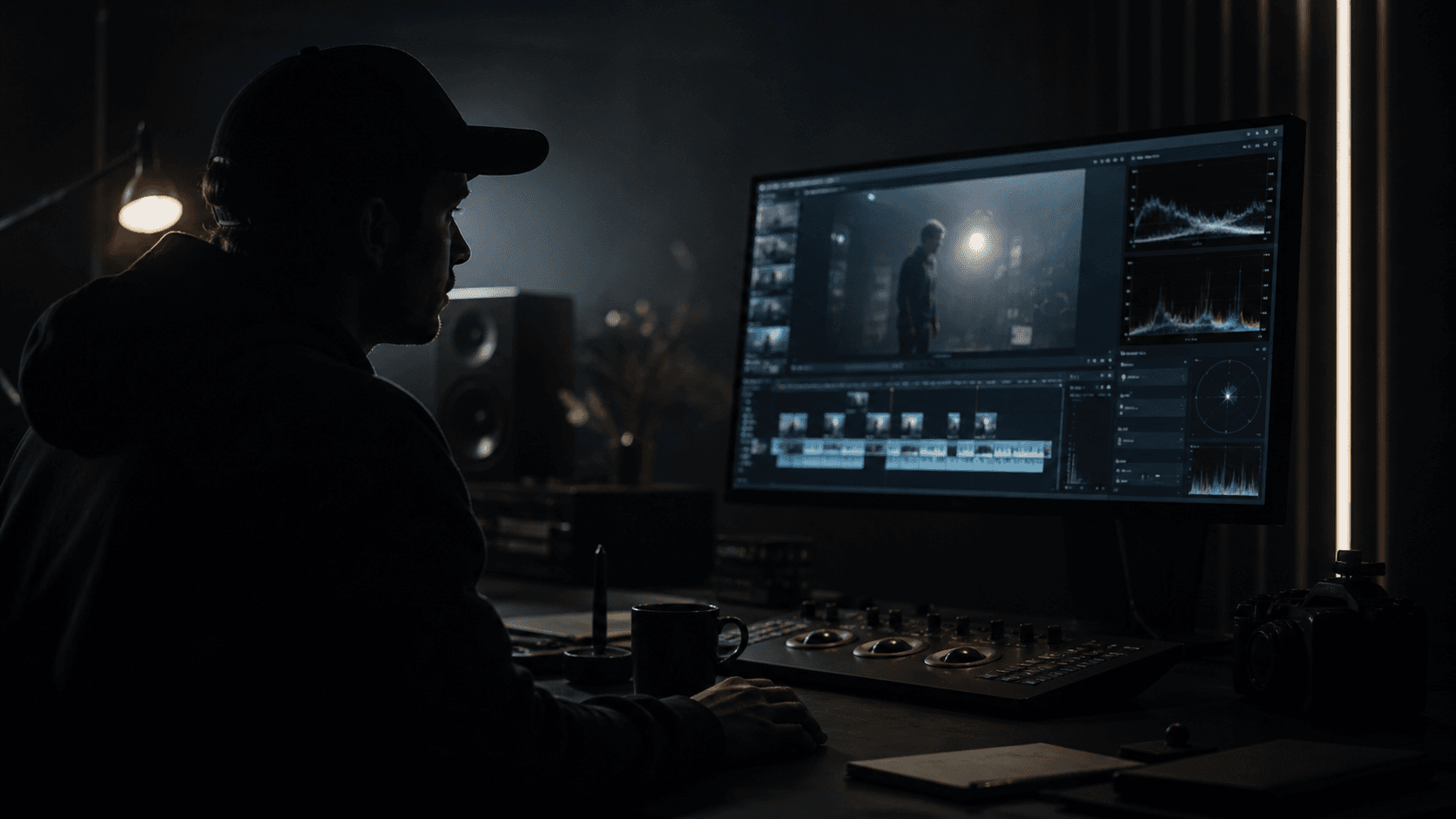 Cinematic edit suite thumbnail for Figma SaaS videos